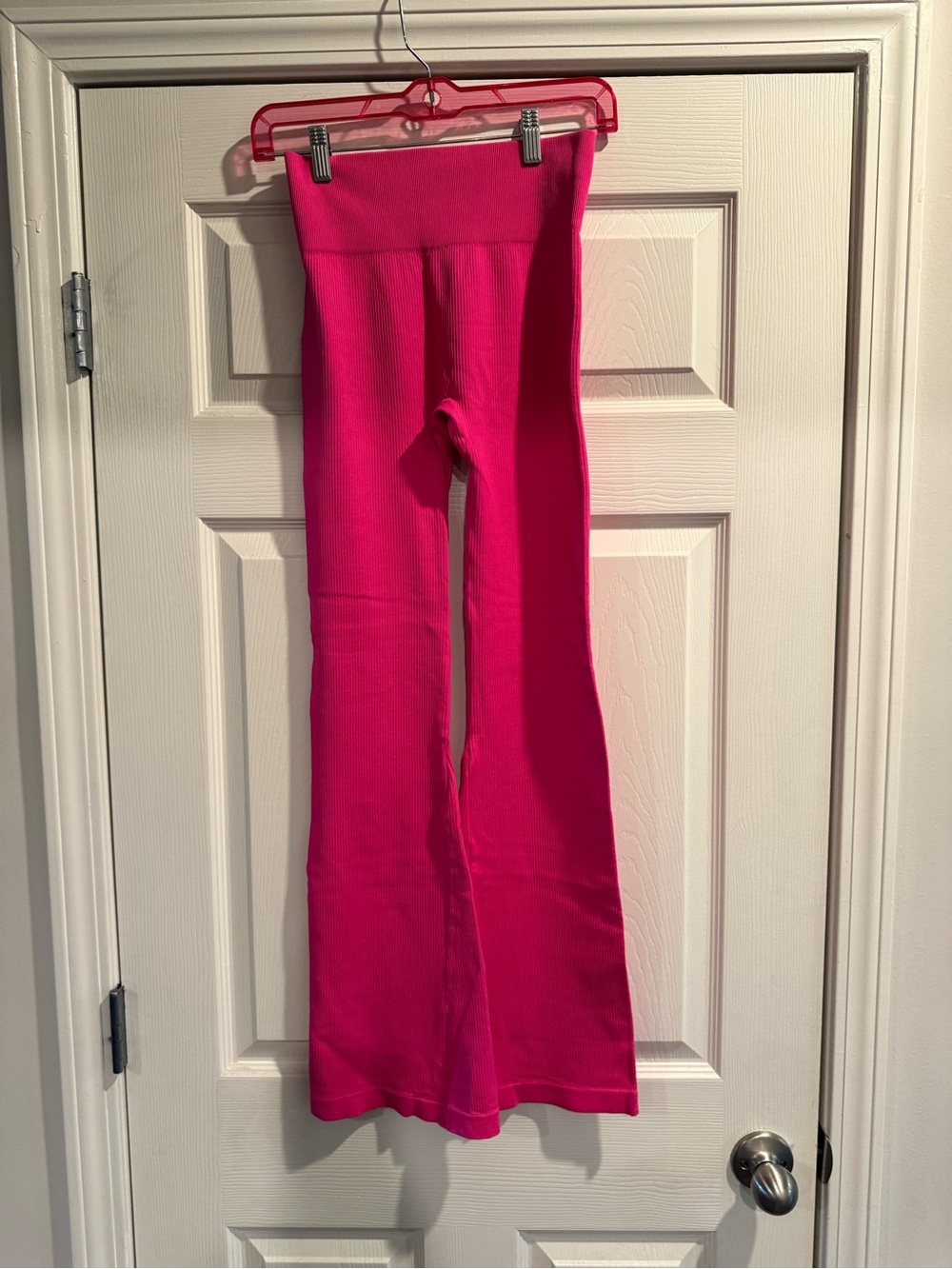 OQQ women’s  Hot Pink Flared Knit Bottoms
